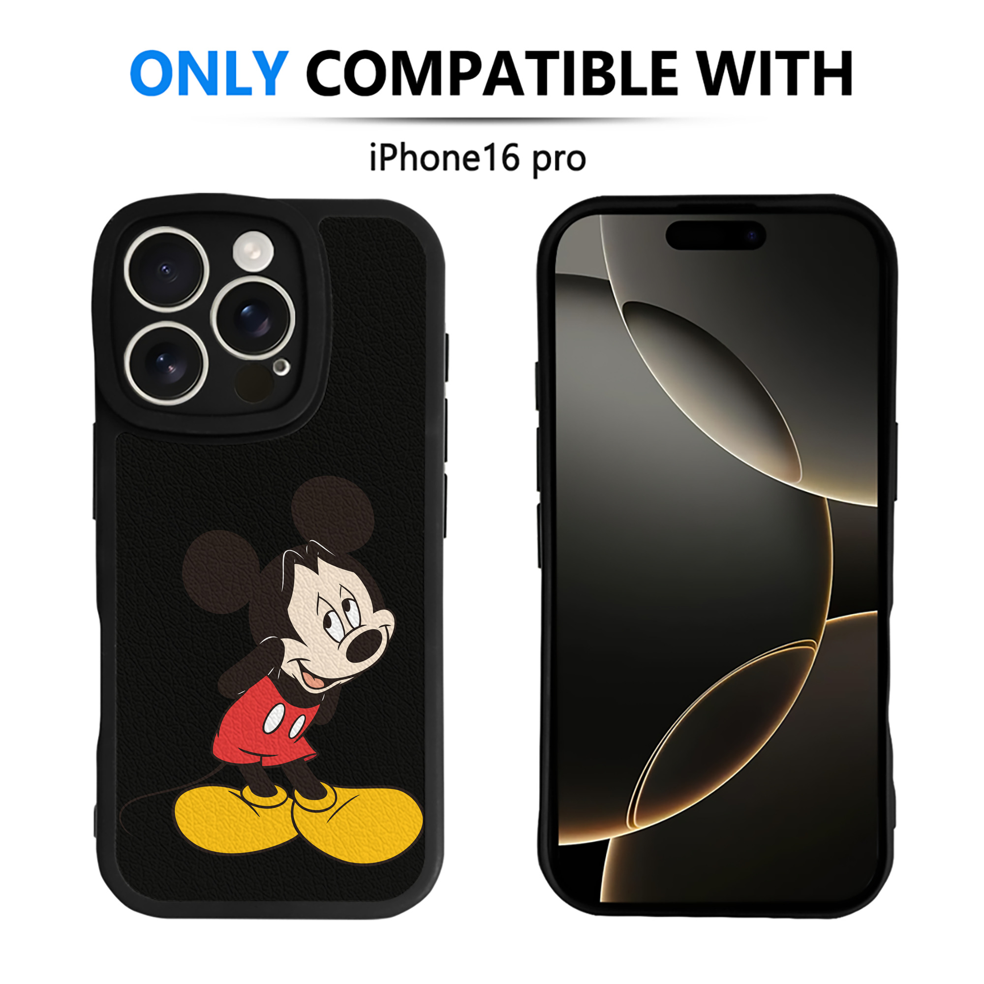（画像用） ミッキーマウス Mickey Mouse 【iPhone 16シリーズ対応】シリコンスマホケース（レザー調） 材質：シリコン